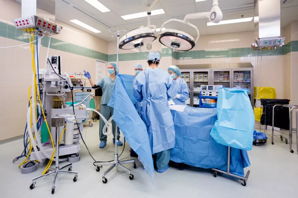 Hospital operating theatre scene