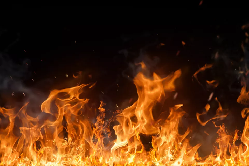 Flames of a rraing fire