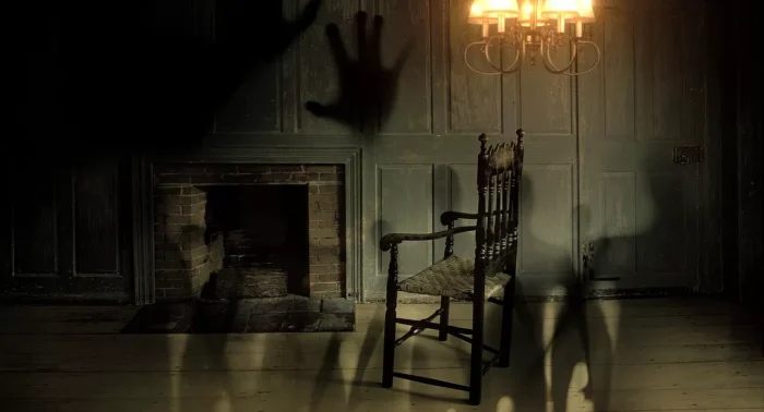 Old house with ghostly images